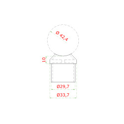 Držiak na trubku ø 33,7 mm pre madlo ø 42,4 mm, AISI 304 Držiak na trubku ø 33,7 mm pre madlo ø 42,4 mm, AISI 304